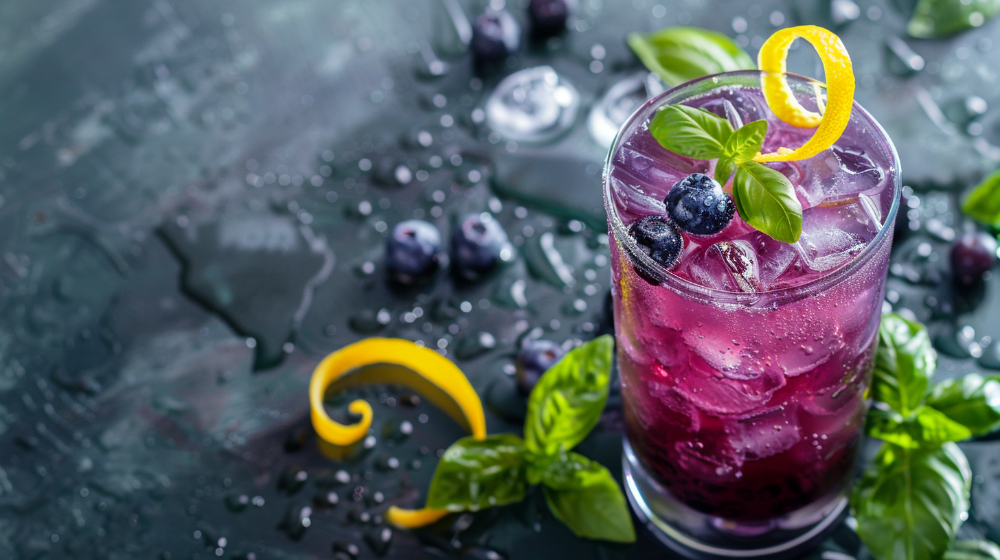 Cocktail: Blueberry Basil Fizz