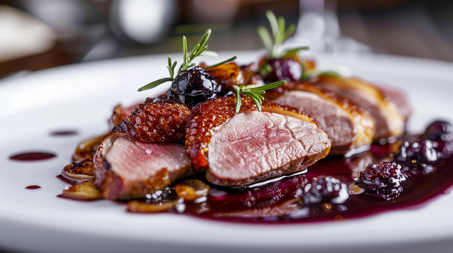 Entenbrust mit Crema-Heidelbeere-Jus