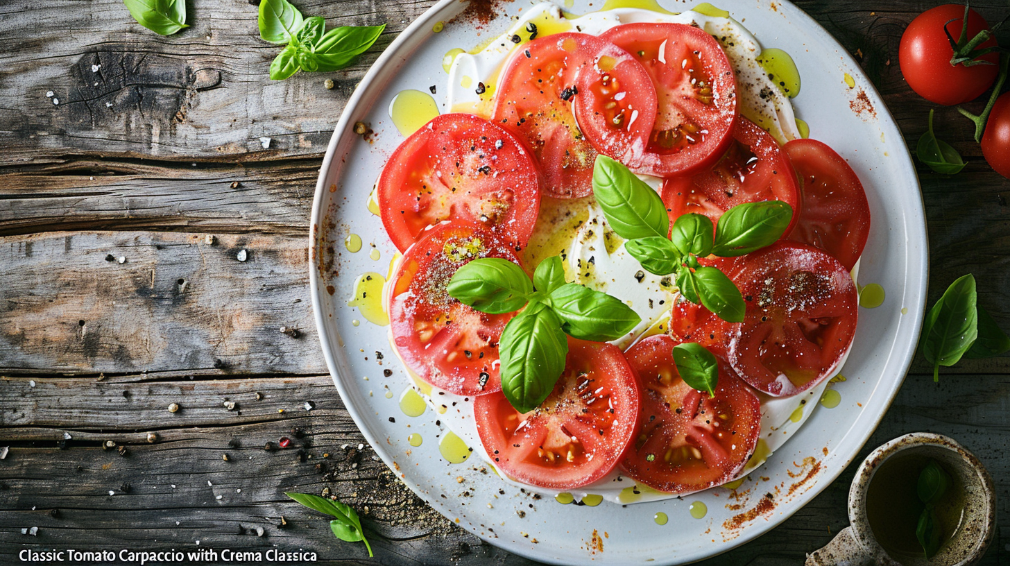 Klassisches Tomaten-Carpaccio mit Crema Classica