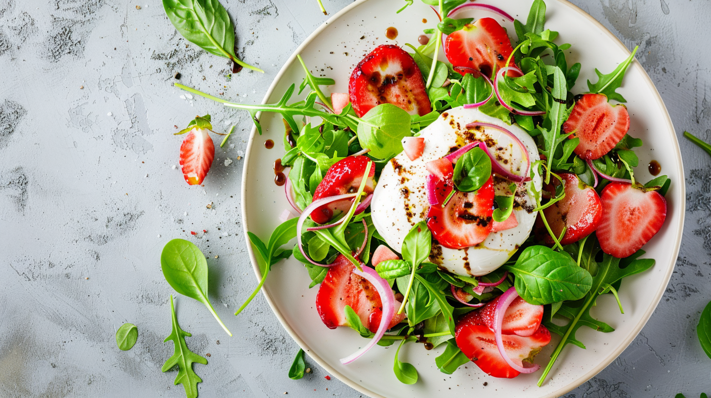 Sommersalat mit Erdbeeren & Crema Erdbeer