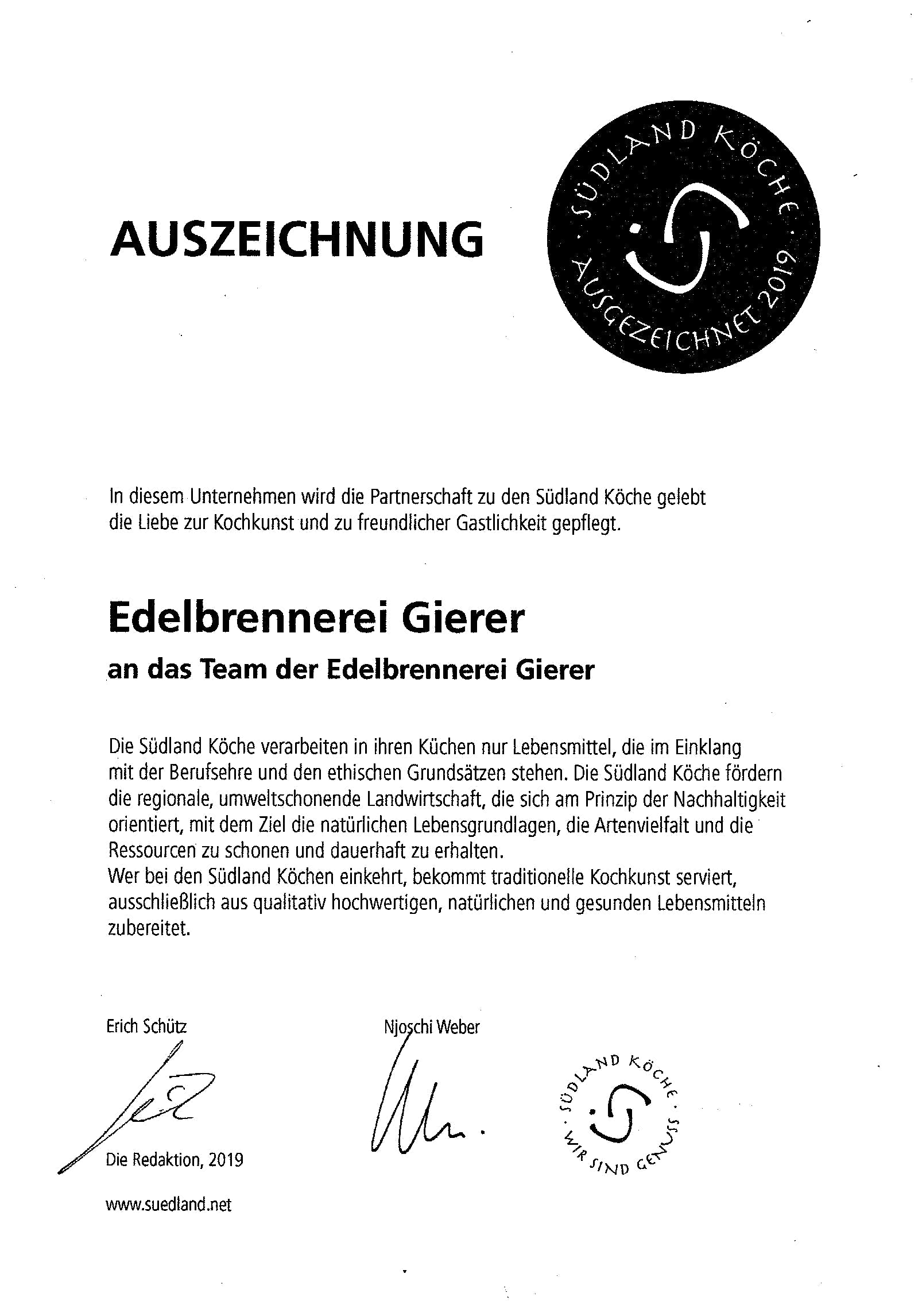 Auszeichnung Südland Köche – Feinschmecker Abend Schloss Langenargen